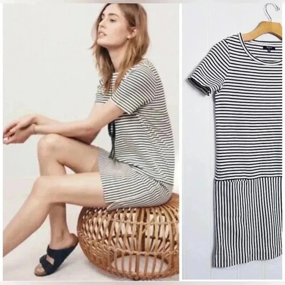 MADEWELL | GUC Navy & White Striped Dress with Pockets S - Picture 15 of 15